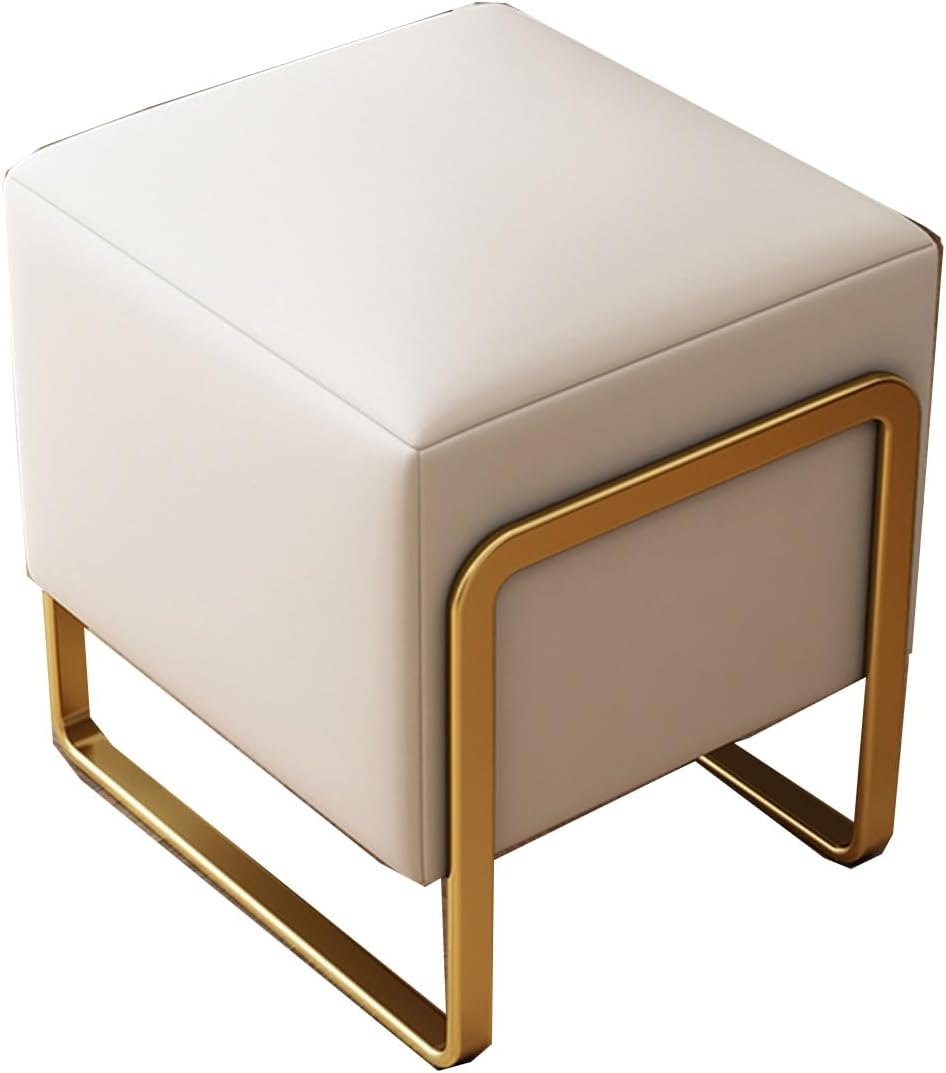 BTZHY Vanity Chair,Foot Rest, Leather Makeup Vanity Stool with Metal Legs, Foot Stool n Upholstered Footrest Stool Bench for Couch Bed Room Living Room