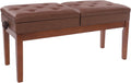 Adjustable Duet Piano Bench with Storage, Wood Keyboard Stool with PU Leather Padded Cushion, Double Seater Piano Chair with High-Density Sponge for Piano, Vanity, Living Room (Brown)