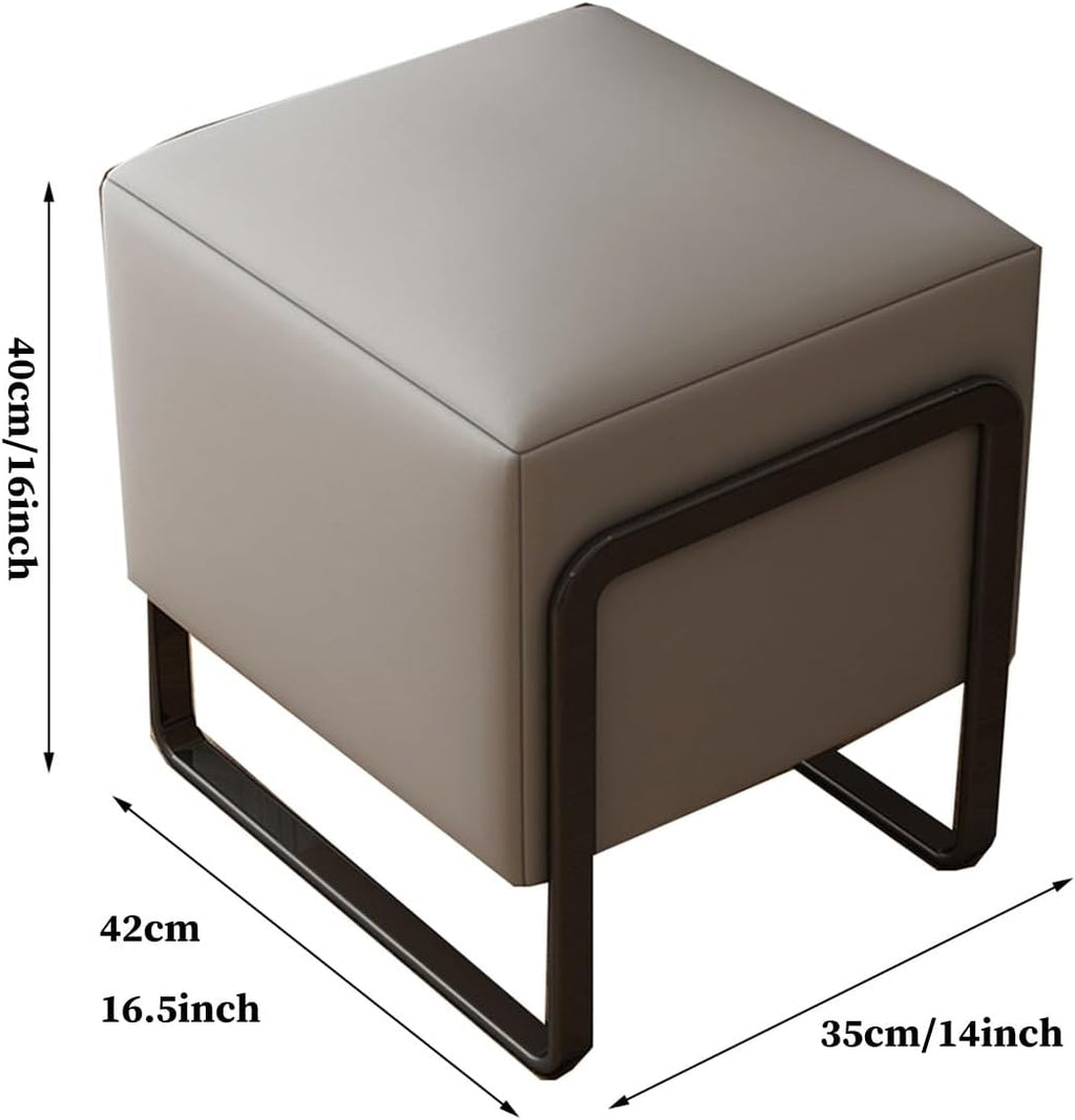 BTZHY Vanity Chair,Foot Rest, Leather Makeup Vanity Stool with Metal Legs, Foot Stool n Upholstered Footrest Stool Bench for Couch Bed Room Living Room