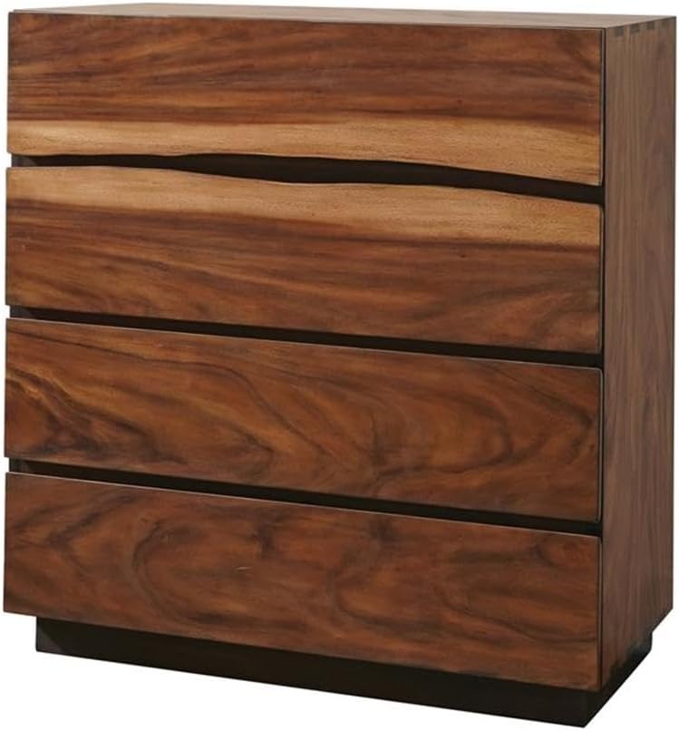 Coaster Home Furnishings Winslow Farmhouse 5-Piece Bedroom Set Live Edge California King Size Panel Bed Frame 52-inch Headboard Smokey Walnut 223250KW-S5