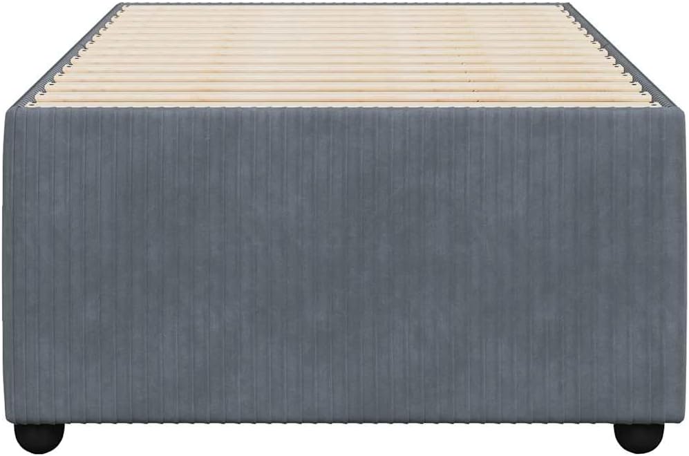 Dark Gray Velvet Twin Bed Frame with Plywood and Engineered Wood Construction, Modern Upholstered Platform for Minimalist Bedrooms, Strong Support and Ample Airflow Design