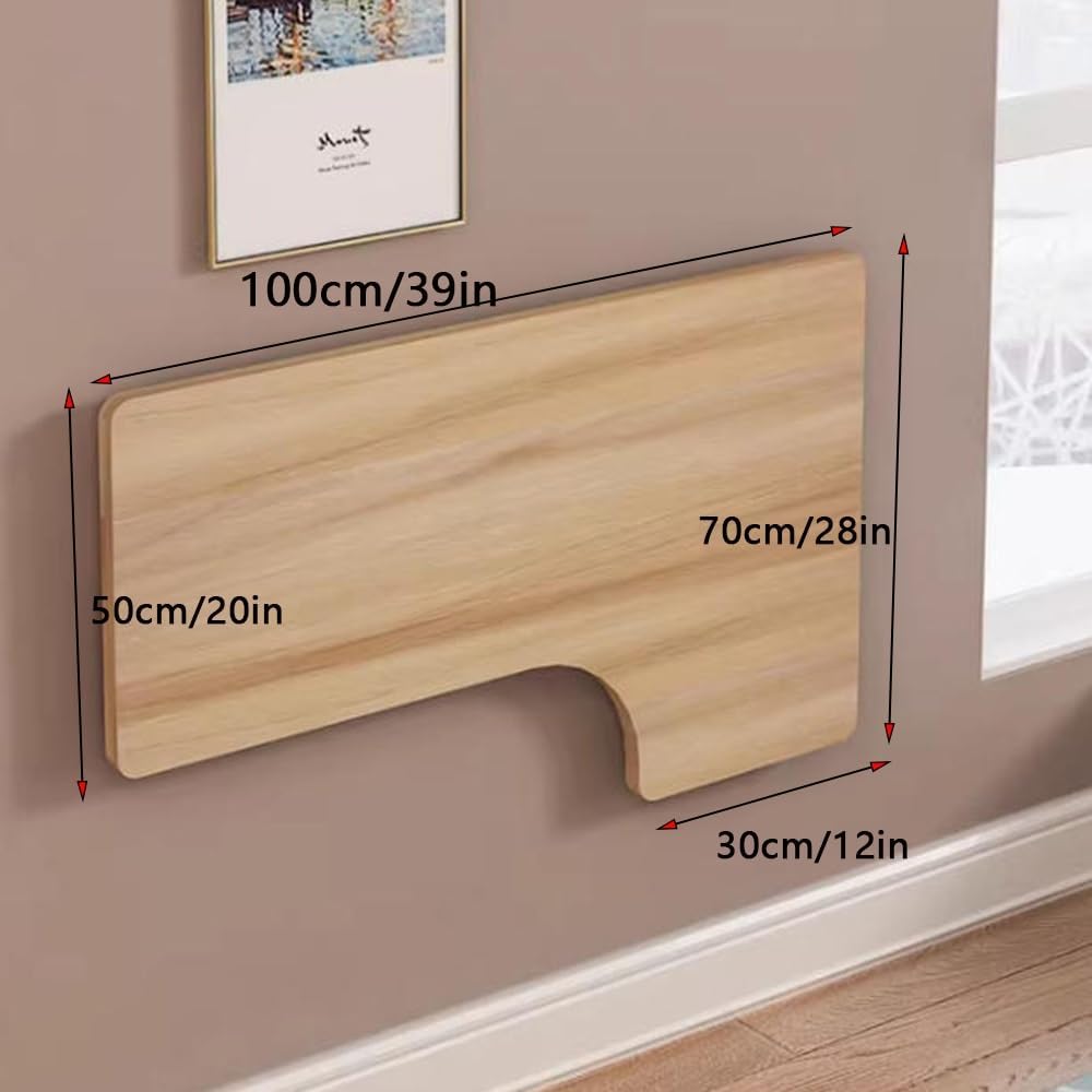 Wall Mount Corner Workbench Folding Wall Shelf L Shaped Desk Wall Mounted Folding Table Wooden Fold Down Floating Desk for Study Writing Gaming(Walnut,100x70cm/39x27.6in)
