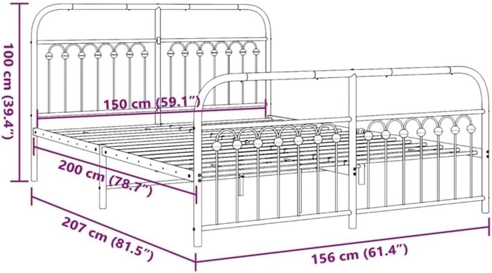 BOWERY HILL Contemporary Engineered Wood King Bed Frame, Black Powder-Coated Finish, Durable Steel Construction, Includes Headboard and Footboard, Classic Bedroom Furniture, Easy Assembly, 661 lbs