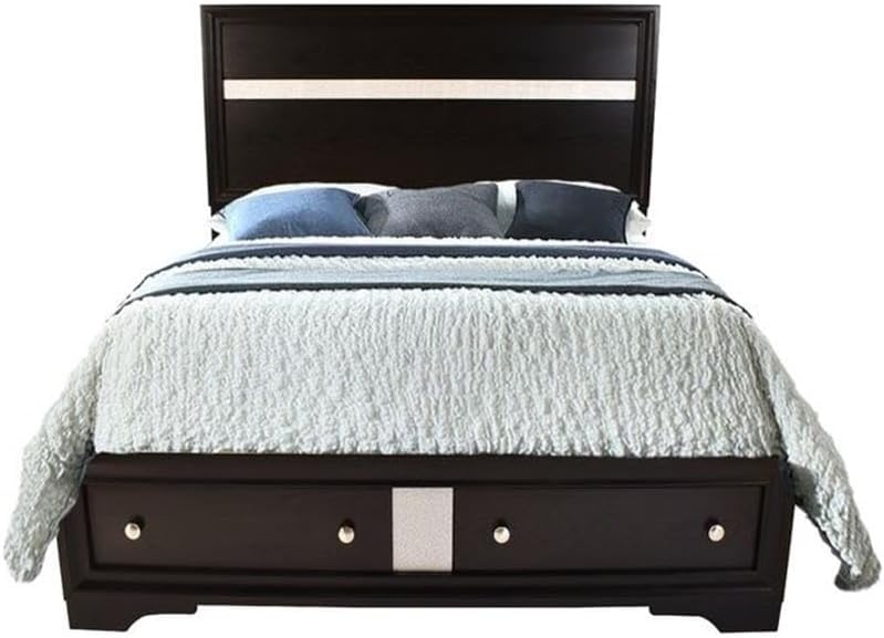 Matrix Traditional Style King 4 PC Storage Bedroom Set in Black Made with Wood