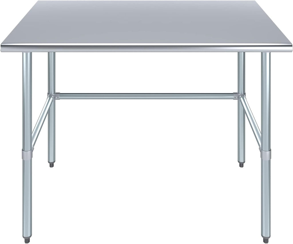 36' x 30' Open Base Stainless Steel Work Table – NSF Certified Heavy Duty Commercial Prep Table with Galvanized Legs for Kitchens, Labs & Utility Rooms