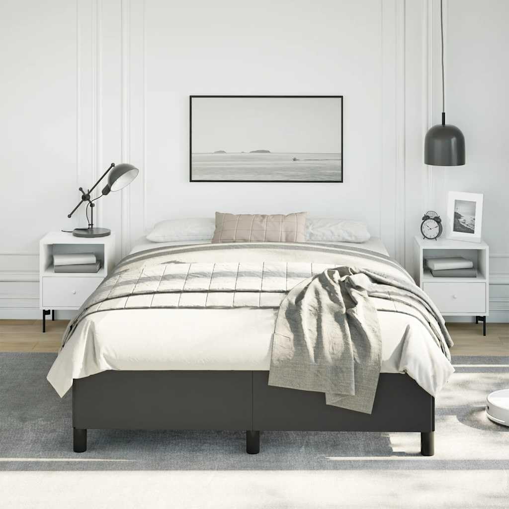 Black Faux Leather Full Bed Frame with Plywood Engineered Wood, Modern Minimalist Design for Master Bedroom, Luxurious Matte Finish and Durable Support Structure