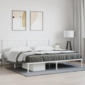 Metal Bed Frame with Headboard Queen Size 76'x79.9' White Sturdy Steel Platform Bedframe for Bedroom Furniture