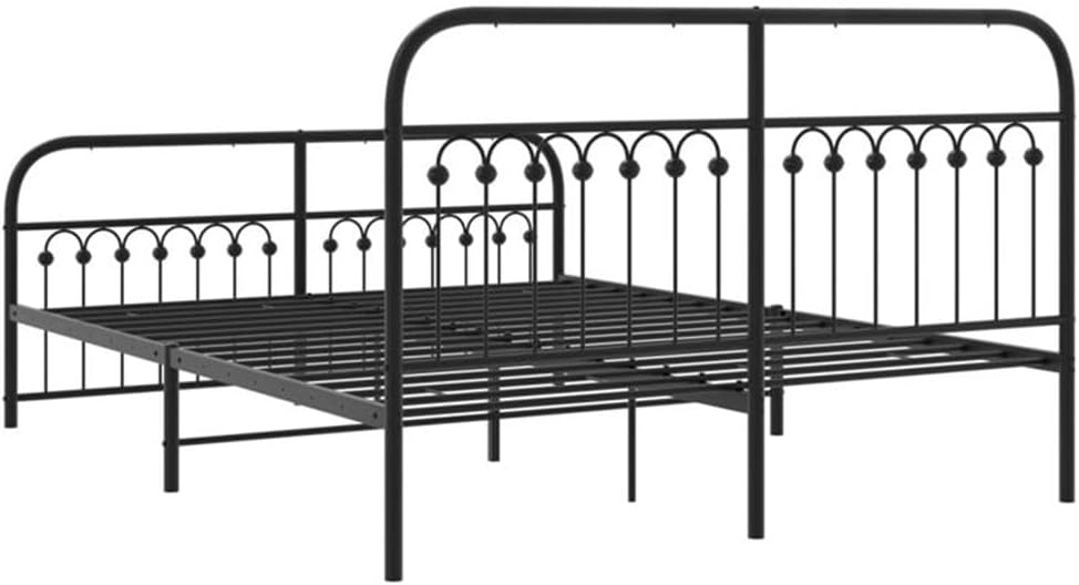 BOWERY HILL Contemporary Engineered Wood King Bed Frame, Black Powder-Coated Finish, Durable Steel Construction, Includes Headboard and Footboard, Classic Bedroom Furniture, Easy Assembly, 661 lbs