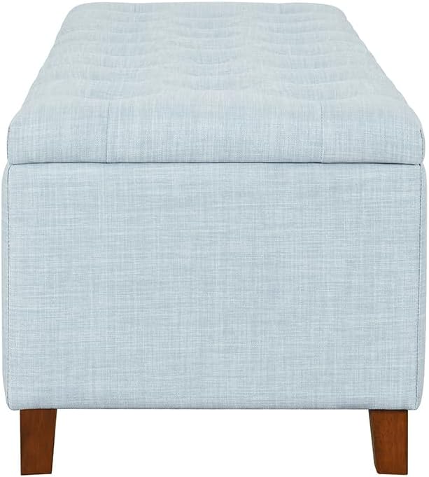 Madison Park Ottoman with Storage, Fabric Storage Bench with Solid Wood Legs, Large Capacity Storage Ottoman Bench for Entryway Bedroom Living Room Nursery, Padded Seat End of Bed Bench, Light Blue