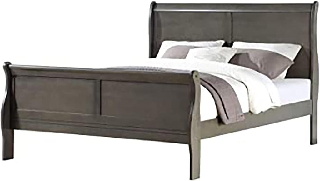 Home Bedroom Furniture Sets,Modern Dark Gray Finished Furnitures Wood Bed Frame s Dresser Chest of Drawers with Brushed Nickel Metal Hardware for Bedroom Living Room (King Bed)