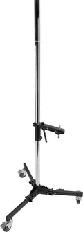 Kupo Steel Column Roller Stand, Mobile Studio Stand with Spring-Loaded Sliding Arm, Folding Wheeled Base, Universal Baby Pin Compatibility, Max Height 8.5', Supports 17.6lbs, Silver (KS301912)
