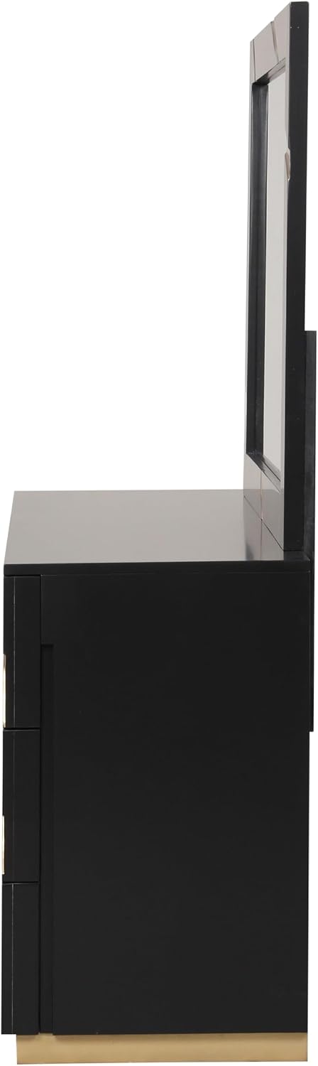 Furniture of America Quanta Modern Wood 6-Piece Bedroom Set with Panel Headboard, Felt-Lined Top Drawer, Ball-Bearing Glides, Dovetails Joint, No Box Spring Needed, King, Black