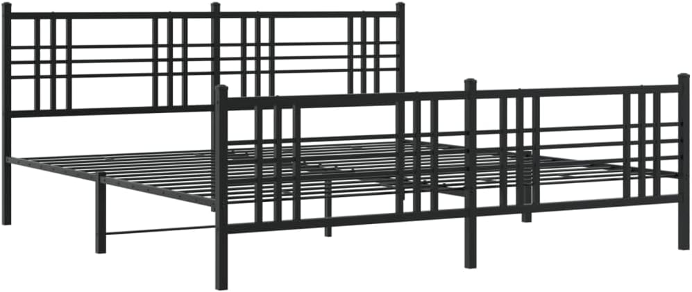 Black Steel Full Bed Frame Rectangular Traditional Metal Bed Frame with Underbed Storage for Master Bedrooms and Guest Spots, Sturdy Support and Classic Design