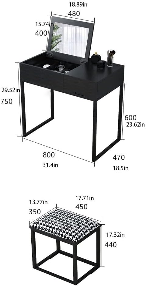 Vanity Benches Vanity Table Minimalist Dresser Multifunctional Table Modern Ladies Dresser Bedroom Small Dresser with Stools and Drawers (Color : A)