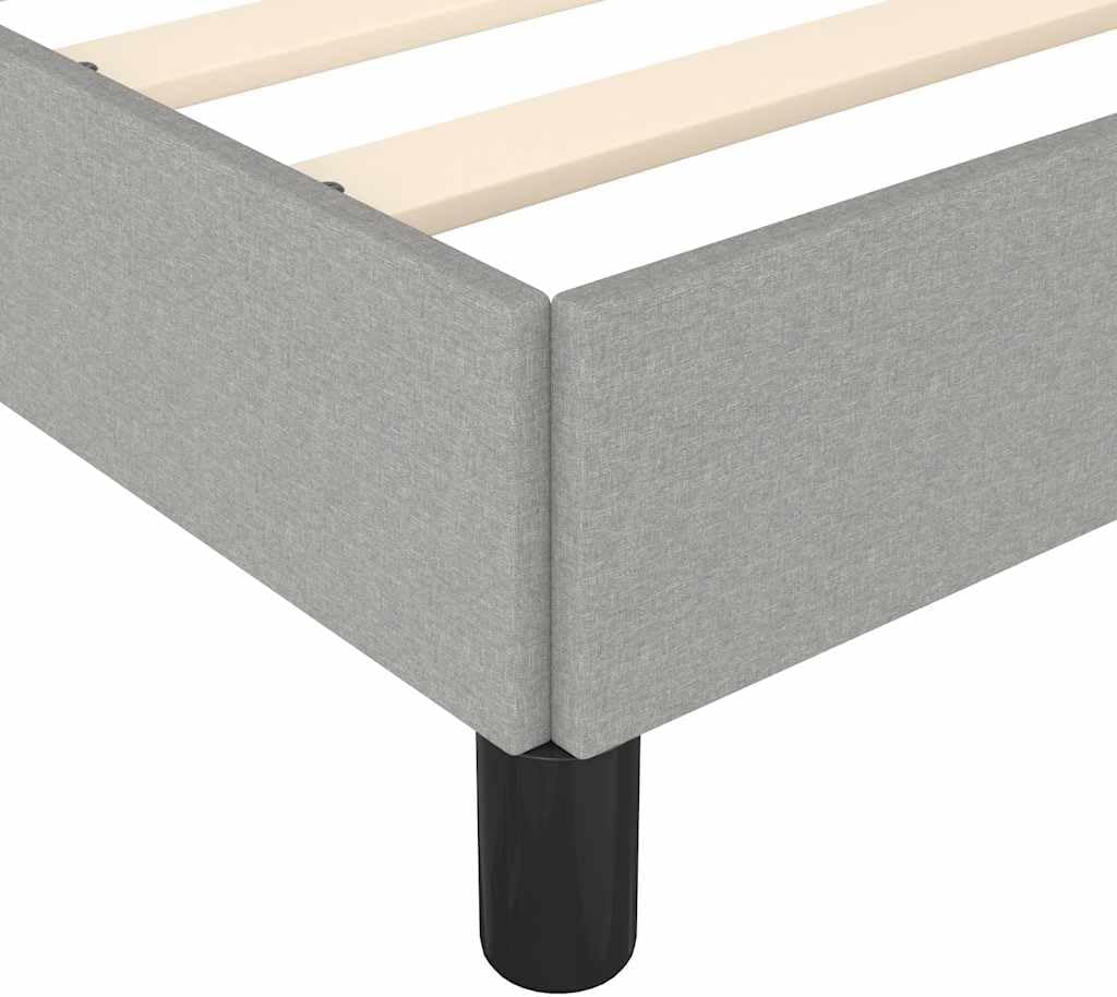 Light Grey Polyester Plywood Engineered Wood Full Bed Frame with Breathable Fabric and Sturdy Wooden Slats for Modern Bedroom Decor