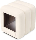 Michael Amini Belmont Brown Vanity Bench with Cream Upholstery, Solid and Manufactured Rubberwood Construction, Cushioned Seat, Durable Frame for Bedroom and Dressing Area