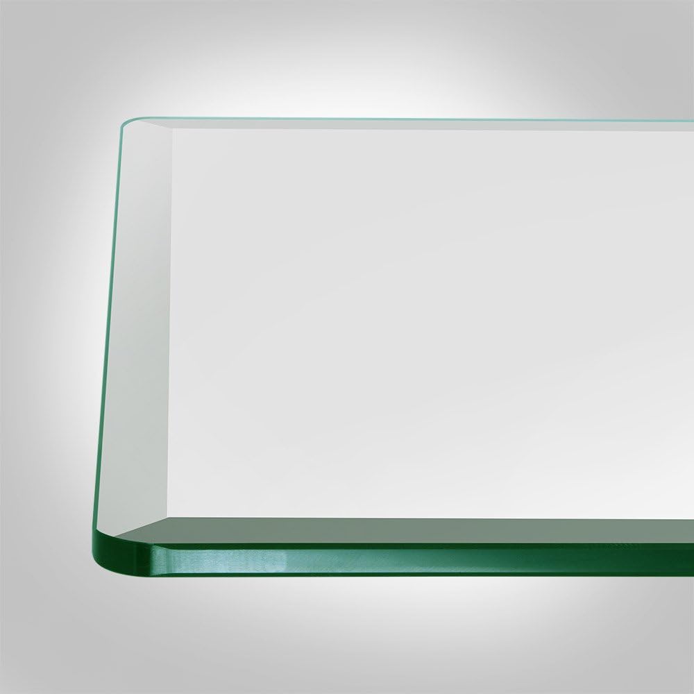 Dulles Glass 40 inch Square Glass Table Top - Tempered - 1/2' Thick Glass Surface, Safe Beveled Edge, Radius Corners, Multipurpose for Dining Table, Patio, Coffee and End Table