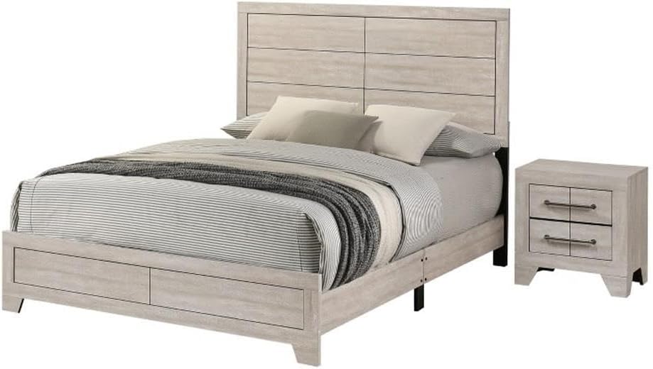 Best Quality Furniture 2 Piece Bedroom Set in Rustic Gray Oak Wood in King