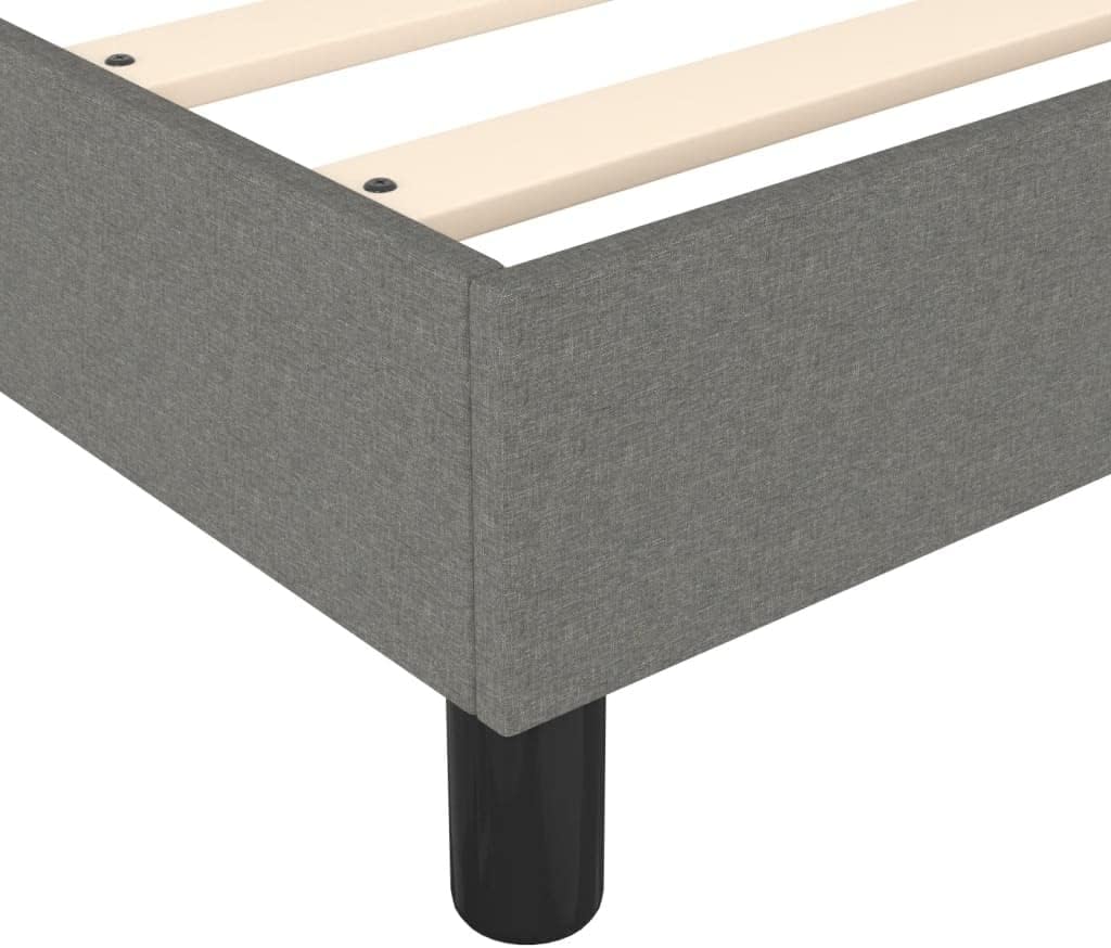 Dark Gray Twin Fabric Bed Frame with Polyester Plywood Engineered Wood, Breathable Material and Sturdy Construction for Modern Bedroom, Durable Design Soft Fabric Cover Sleek