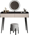 Vanity Benches Modern Bedroom Dresser Minimalist Small Unit Dresser Bedroom Vanity Desk with Two Drawers, One Stool and LED Mirror (Color : A)