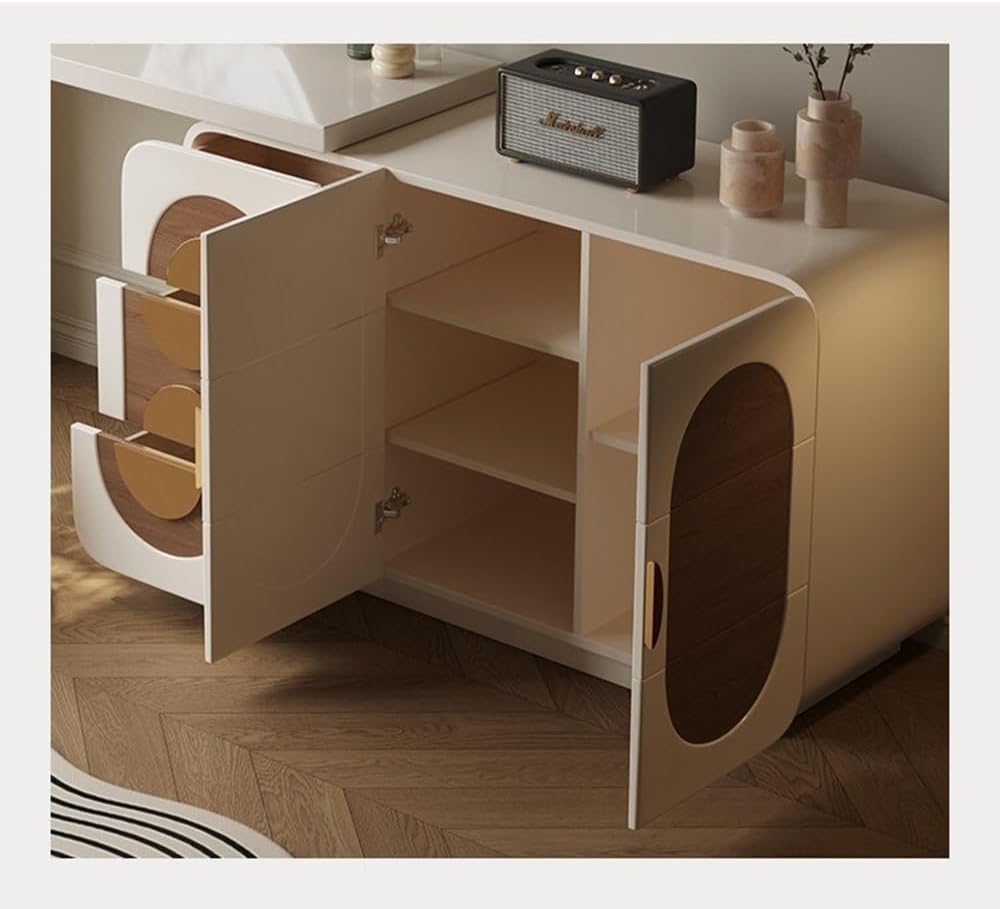 Vanity Table Dressing Table Chest of Drawers Premium I-Type Expandable Corner Makeup Desk for a Chic Bedroom
