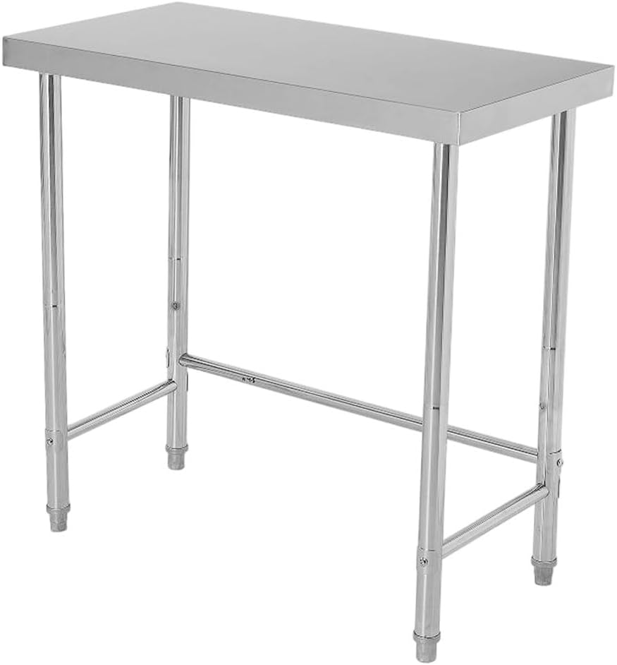 Stainless Steel Table, 18'x36'x35' Utility Work Tables, Commercial Kitchen Prep Table with Open Base Single Tier, for Restaurant, Garage, Workshop, Silver