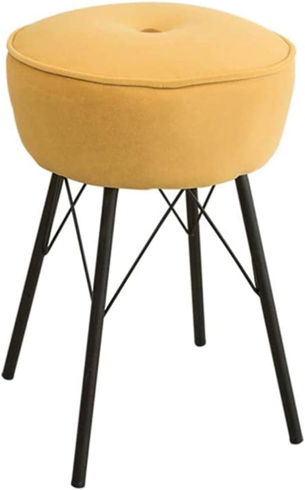 BTZHY Vanity Chair,Makeup Stool，for Bathroom Bedroom Dresser, Round Modern Fabric Vanity Bench Footstool/K Green