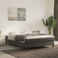 Dark Grey Velvet Upholstered Double Bed Frame with Plywood Slatted Base for Mattress Support, Engineered Wood Structure Ensures Stability and Reduces Motion Transfer, Modern
