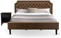 Pemberly Row Traditional 2-Piece Wood King Bedroom Set, Brown & Black Finish, Engineered Wood & Faux Leather, Upholstered Bed with Solid Wood Slats, Mid-Century Nightstand, Easy Assembly