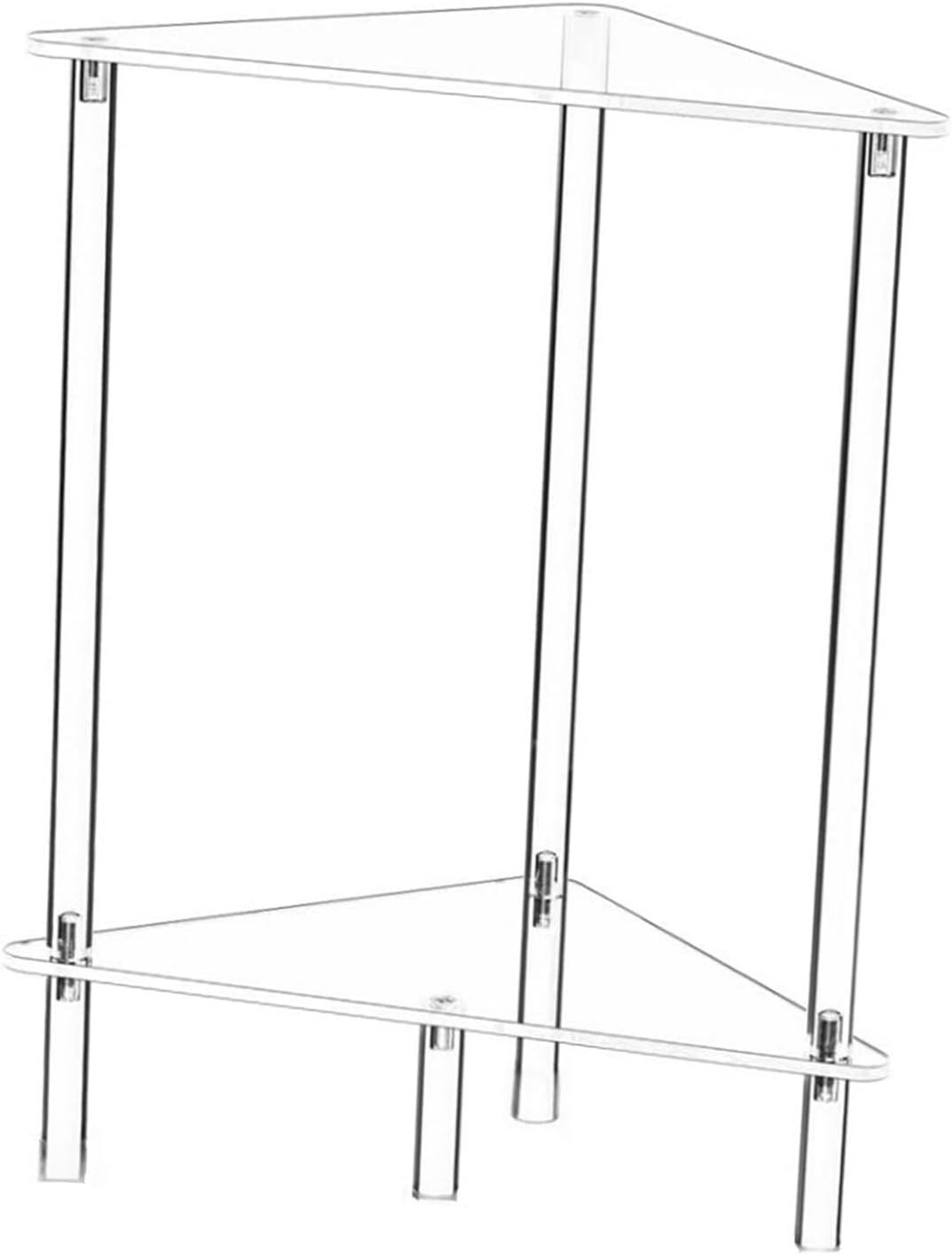 Acrylic Corner Shelf End Table Plant Stand, Clear Side Table Dresser Organizer, Vanity Stand for Counter