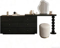 Vanity Table New Chinese Vintage Vanity with Dresser Corner Makeup Table Retro Black for Master Bedroom