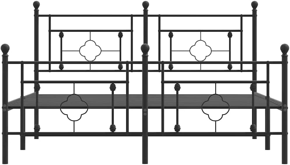 Metal Queen Bed Frame with Footboard Black 59.1'x78.7' Sturdy Steel Platform Bedframe with Underbed Storage Space for Bedroom Furniture