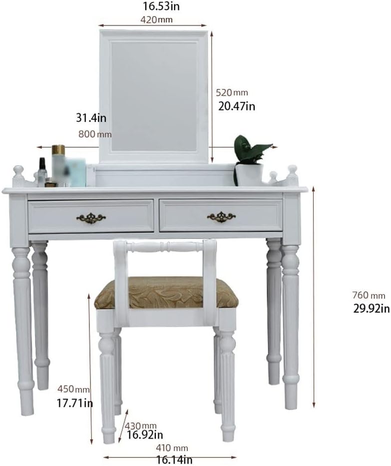 Vanity Benches Dressing Table Modern Minimalist Light Luxury Dressing Table Bedroom Dressing Table White Storage Cabinet with Stool (Color : White)