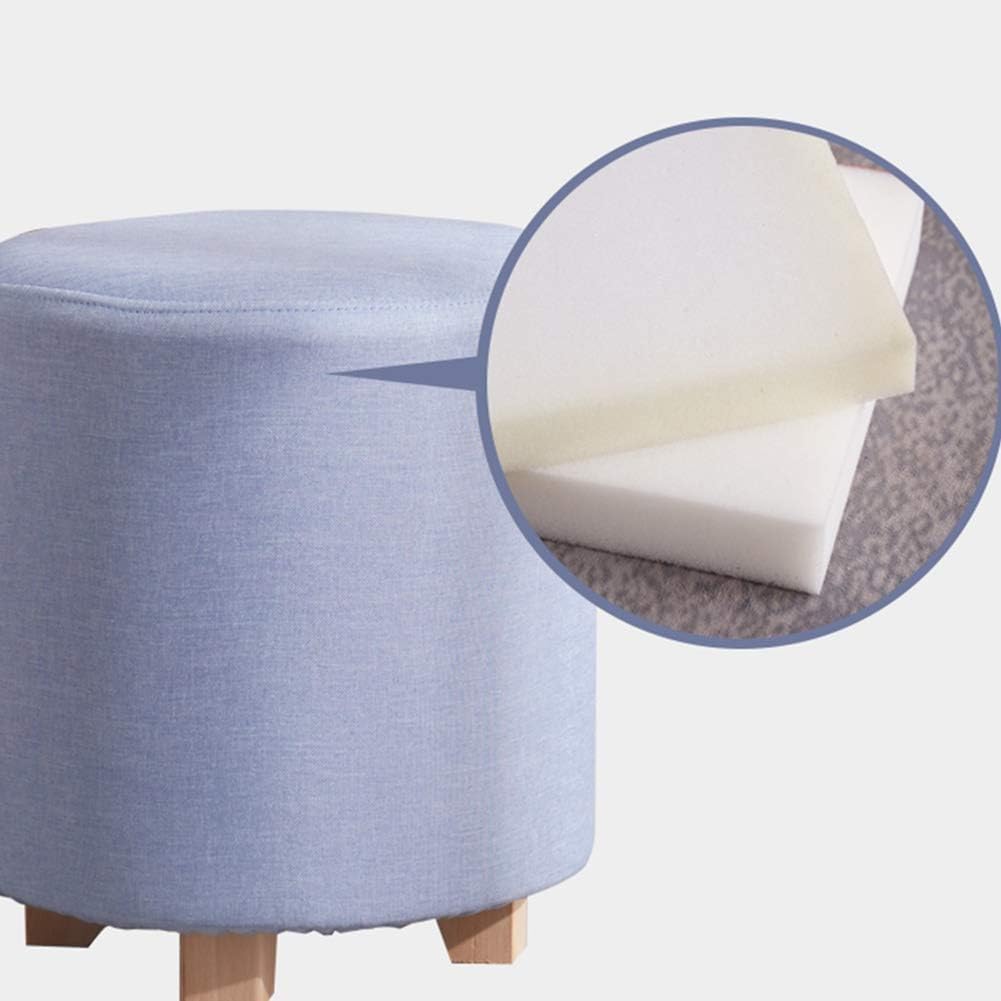 BTZHY Vanity Chair,Foot Stool Ottoman Sofa Stool Shoe Bench Makeup Stool Round Fabric Footstool Small Foot Rest Solid Wood Living Room，2 Sizes，8 Colors