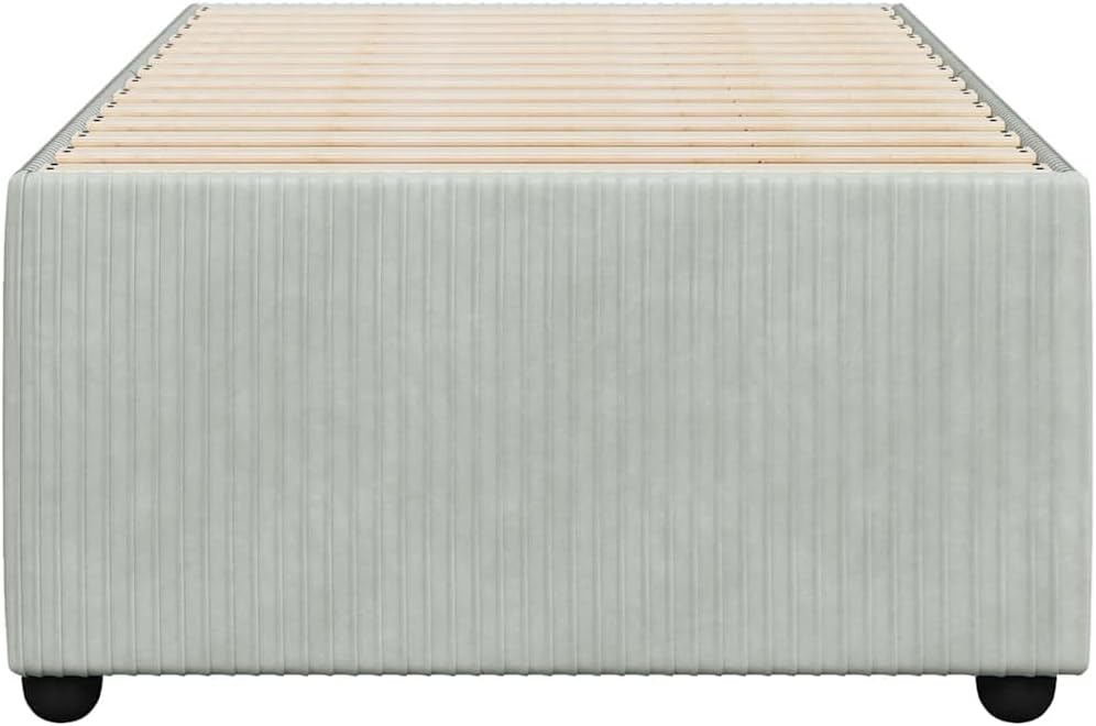 Light Grey Velvet Upholstered Twin Bed Frame, Modern Breathable Fabric, Sturdy Plywood Construction, Plush Velvet Headboard, Easy Assembly with Tools Included, 4-Piece Set