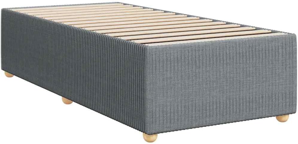 Light Gray Twin Bed Frame with Polyester Upholstery and Plywood Construction, Durable Engineered Wood Structure for Bedroom, Space-Saving Design with Sturdy Slats Support,