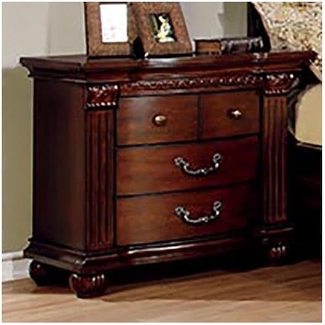 Furniture of America FOA Sorella 2pc Traditional Cherry Solid Wood Bedroom Set- Cal King + Nightstand