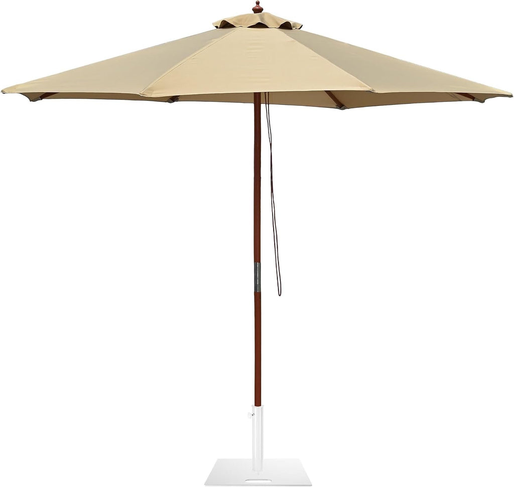 Yescom 9ft Coastal Solid Wood Umbrella Pulley Lift Commercial Base with Wheel Included for Seaside Restaurant Terrace Poolside Beach Club