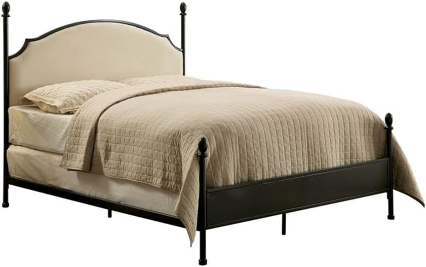Furniture of America Freila Metal King Poster Panel Bed in Silver Gun Metal