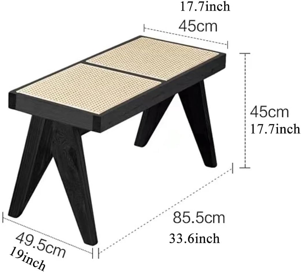 GIZNXBA Mid Century End of Bed Bench Entryway Wood Dining Bench with Rounded Corner, Outdoor Ottoman with Robust Construction, Bedroom Footrest for Couch Foyer Hallway Dining(/Natural,B)