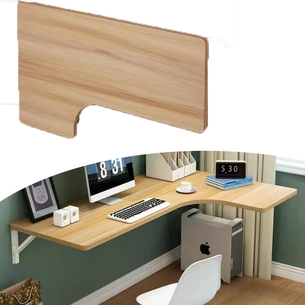 Wall Mount Corner Workbench Folding Wall Shelf L Shaped Desk Wall Mounted Folding Table Wooden Fold Down Floating Desk for Study Writing Gaming(Walnut,100x70cm/39x27.6in)