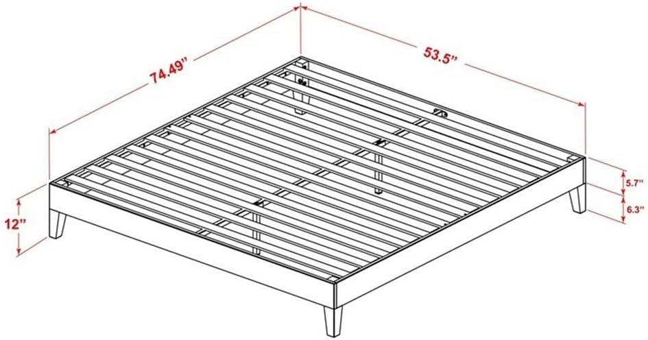East West Furniture NVP-22-F Full Size Bed Frame with 4 Hardwood Legs and 2 Extra Center Legs - Walnut Finish
