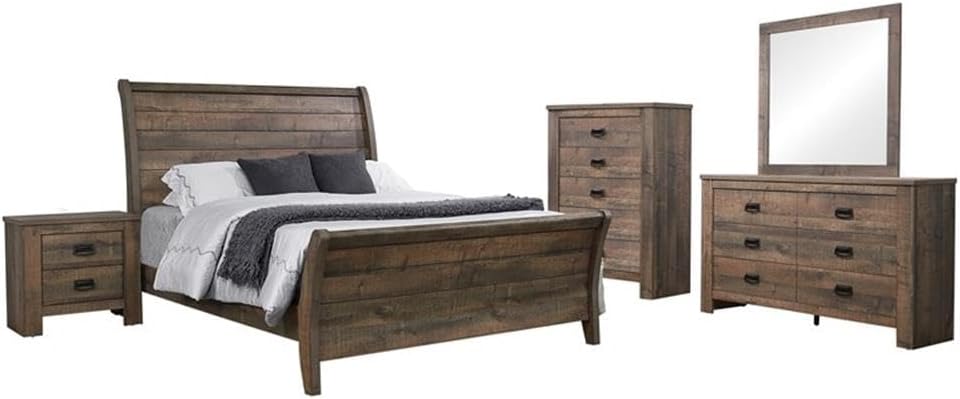 Coaster Frederick Queen Bed 4-Piece Set, Weathered Oak