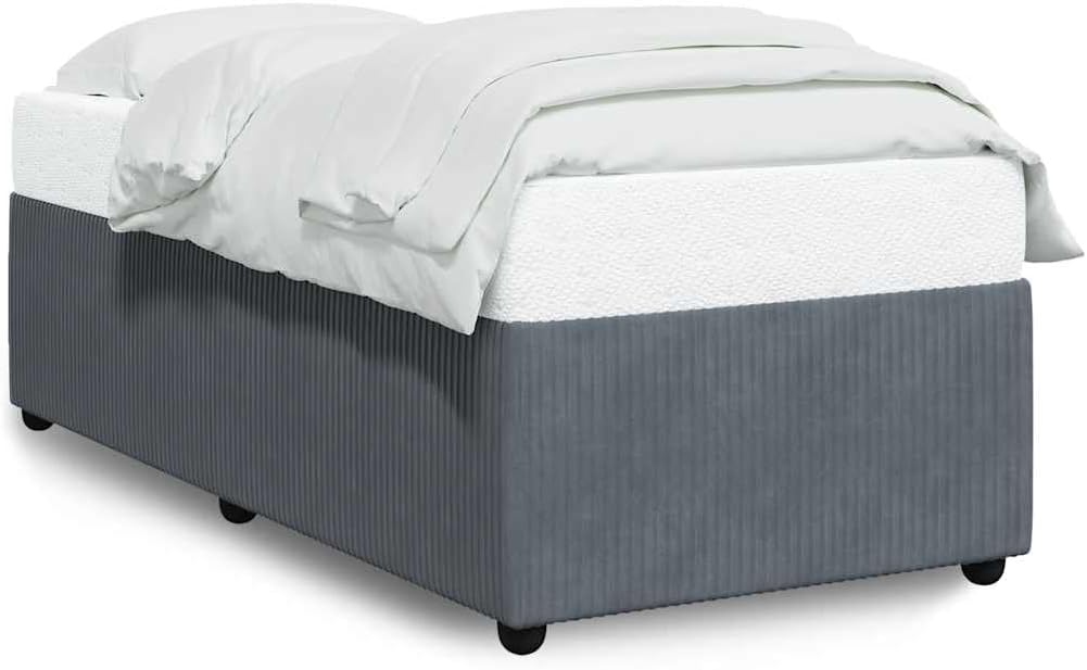 Dark Gray Velvet Twin Bed Frame with Plywood and Engineered Wood Construction, Modern Upholstered Platform for Minimalist Bedrooms, Strong Support and Ample Airflow Design