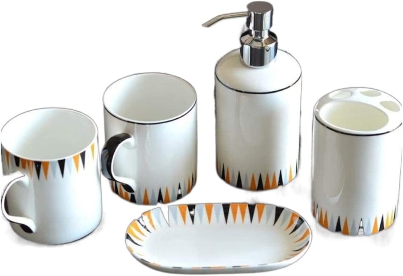 Vanity Bathroom Decor, Bathroom Accessory Sets Ceramic Simple European Style Bathroom Toiletries Set Mouthwash Toothbrush Cup Housewarming Gift(A)