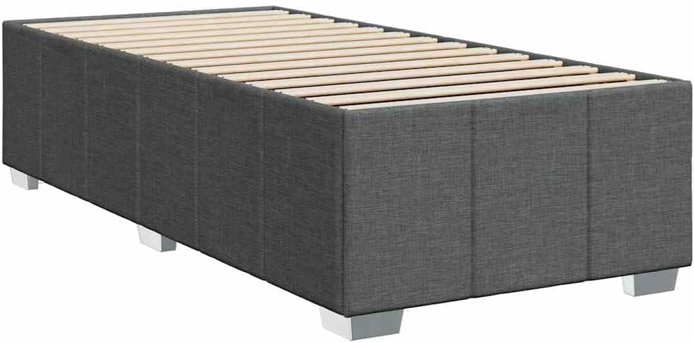 Modern Twin Bed Frame with Dark Gray Polyester Upholstery, Engineered Wood and Plywood Construction for Sturdy Support, Breathable Fabric for Enhanced Comfort, Easy Assembly