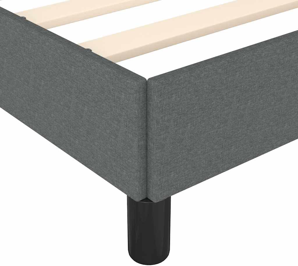 Full Bed Frame with Upholstered Platform Base Dark Gray Fabric Bedframe No Box Spring Needed Sturdy Slatted Support for Bedroom Furniture