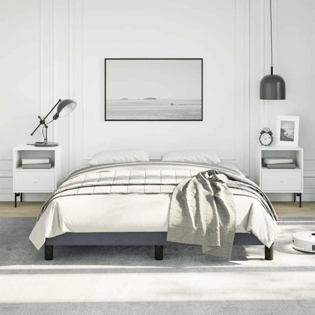 Dark Grey Velvet Full Size Bed Frame with Durable Engineered Wood Support, Modern Upholstered Sleek Design for Bedroom Decor, Soft Plush Comfort and Easy Maintenance Matte