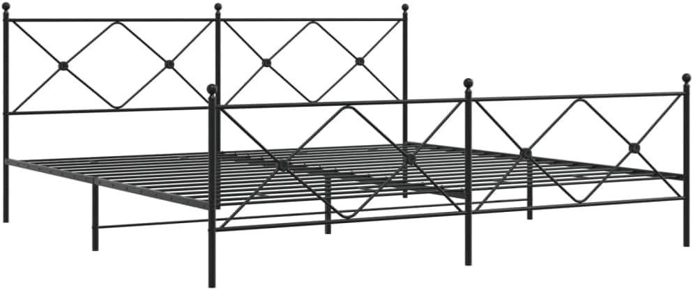 Black Steel Double Bed Frame Rectangular, Metal Bed Frame with Matte Black Finish, Sturdy Steel Construction for Exceptional Support and Under-Bed Storage Space, Easy