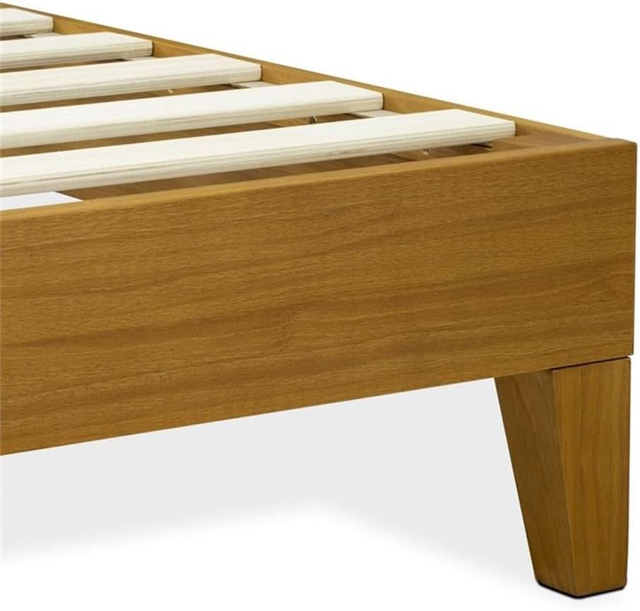 East West Furniture NVP-23-K King Size Bed Frame with 4 Hardwood Legs and 2 Extra Center Legs - Oak Finish